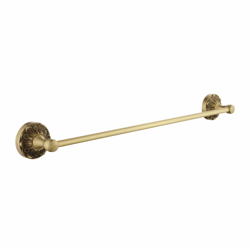 Lucyound Antique Brass Towel Bar Wall Mount, 24 inch Bath Towel Rod Holder, Vintage Gold Decorative Bathroom Accessories, Brass Petal-Relief Series - Image 1