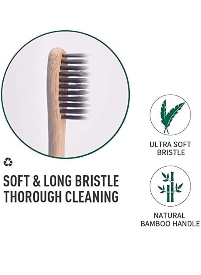 12-Pack Eco-Friendly Bamboo Charcoal Toothbrushes | Biodegradable Soft Bristle Natural Toothbrushes