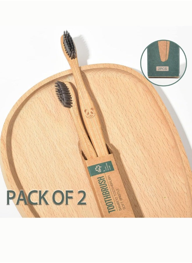 12-Pack Eco-Friendly Bamboo Charcoal Toothbrushes | Biodegradable Soft Bristle Natural Toothbrushes