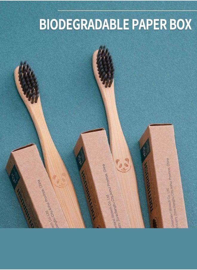 12-Pack Eco-Friendly Bamboo Charcoal Toothbrushes | Biodegradable Soft Bristle Natural Toothbrushes