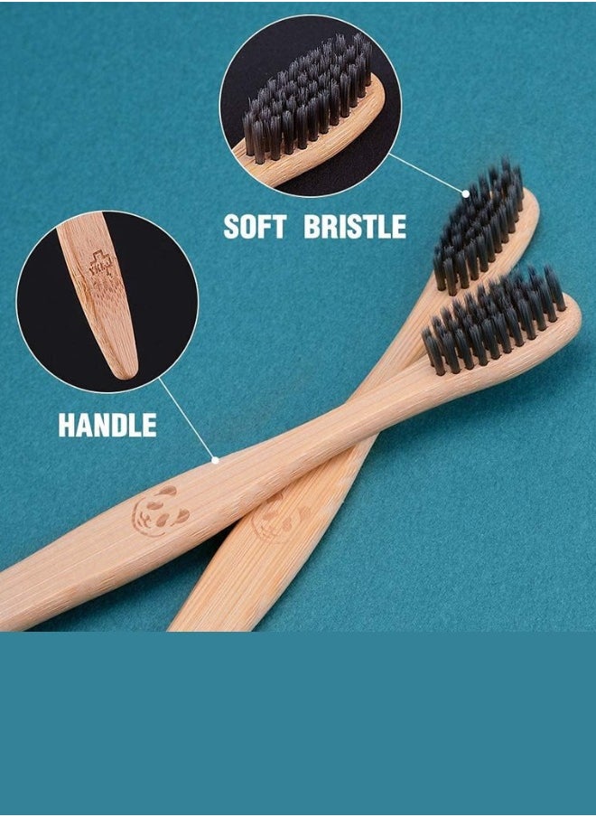 12-Pack Eco-Friendly Bamboo Charcoal Toothbrushes | Biodegradable Soft Bristle Natural Toothbrushes