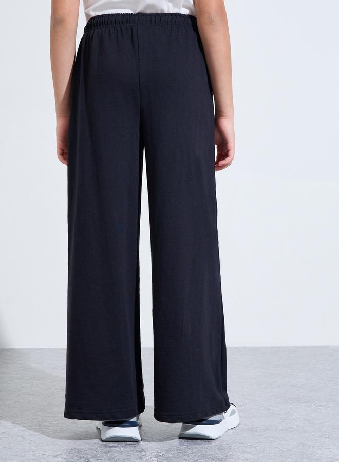 Styli Teen Girls Black Slogan Print Wide Leg Pants - Image 3