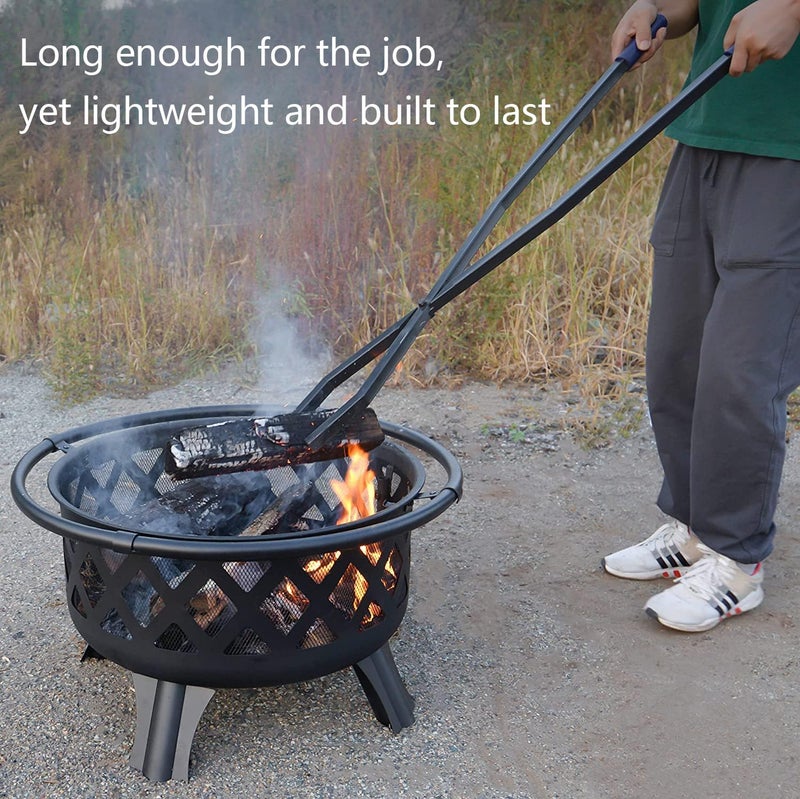 CKLT 40'' Fire Tongs for Fire Pit Heavy Duty Firewood Grabber Tool Metal Log Grabber for Large Logs Rustproof Safely Moves Firewood Outdoor Bonfire Campfire - Image 3