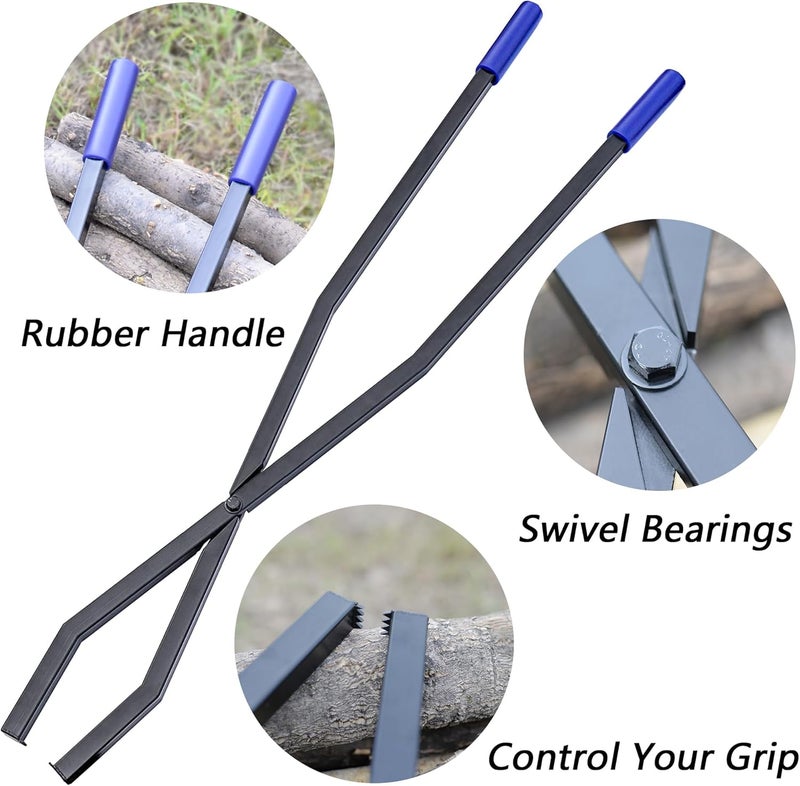 CKLT 40'' Fire Tongs for Fire Pit Heavy Duty Firewood Grabber Tool Metal Log Grabber for Large Logs Rustproof Safely Moves Firewood Outdoor Bonfire Campfire - Image 4