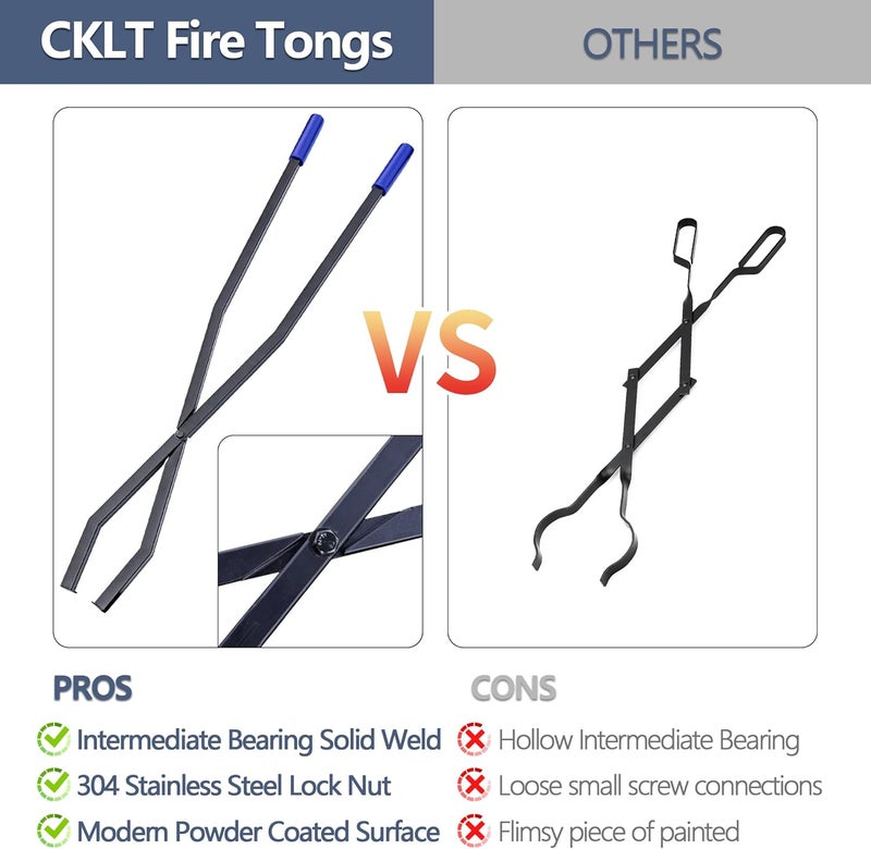 CKLT 40'' Fire Tongs for Fire Pit Heavy Duty Firewood Grabber Tool Metal Log Grabber for Large Logs Rustproof Safely Moves Firewood Outdoor Bonfire Campfire - Image 2