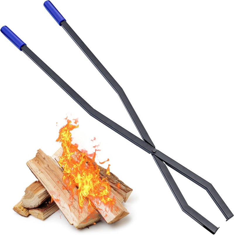 CKLT 40'' Fire Tongs for Fire Pit Heavy Duty Firewood Grabber Tool Metal Log Grabber for Large Logs Rustproof Safely Moves Firewood Outdoor Bonfire Campfire - Image 1