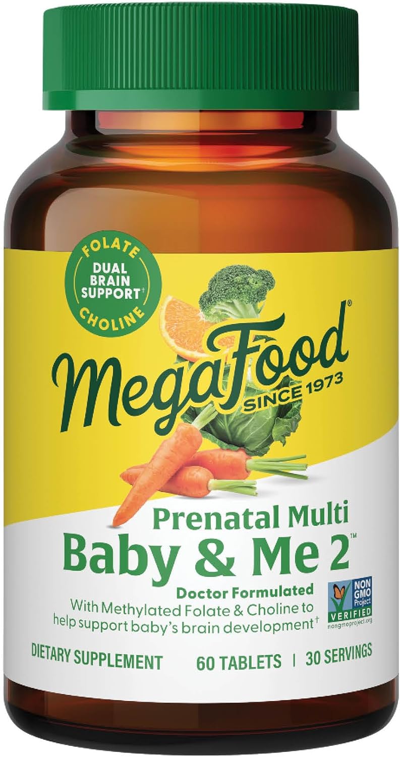 MegaFood Baby & Me 2 Prenatal Multi - Prenatal Vitamins for Mom & Developing Baby - 60 Tablets - Image 1