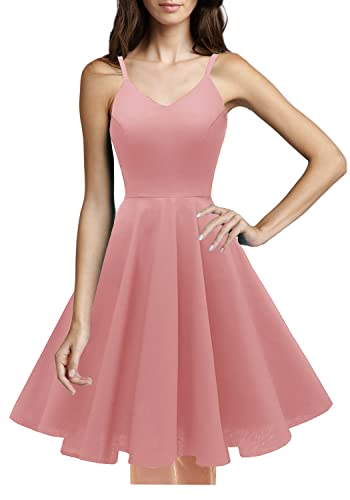 GOOBGS Women's 1950s Retro Vintage Spaghetti Strap Cocktail Swing Dresses with Pockets Blush M 1 - Image 5