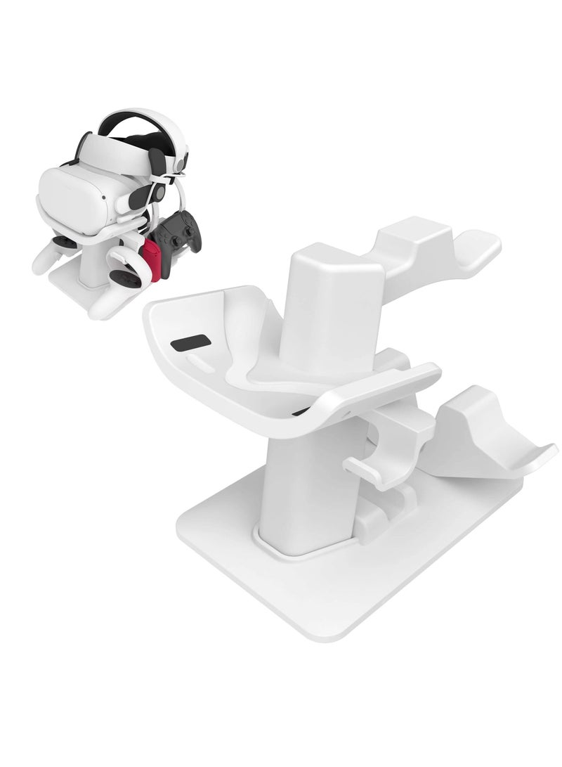 Captaintech Multifunction VR Headset Stand for Headset Display Holder and Controller Holder White - Image 1