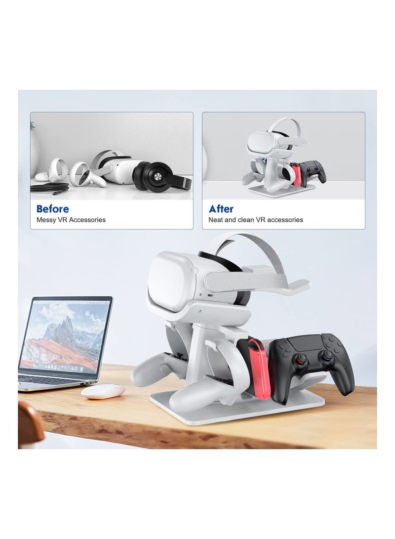 Captaintech Multifunction VR Headset Stand for Headset Display Holder and Controller Holder White - Image 3
