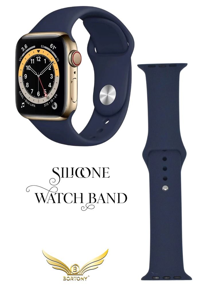 BORTONY Universal 42/44mm Silicone Replacement Watch Strap For Apple Series 7/6/5 - Image 1