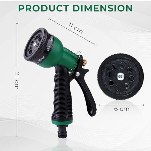 ROOTS & LEAF Garden Hose Spray Gun with 8 Adjustable Patterns, Hands-Free Lock, and Durable ABS Material � Ideal for Car Washing, Pet Cleaning, and Garden Watering - Pack of 2 - Image 5