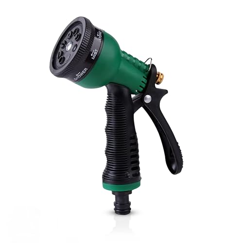 ROOTS & LEAF Garden Hose Spray Gun with 8 Adjustable Patterns, Hands-Free Lock, and Durable ABS Material � Ideal for Car Washing, Pet Cleaning, and Garden Watering - Pack of 2 - Image 1