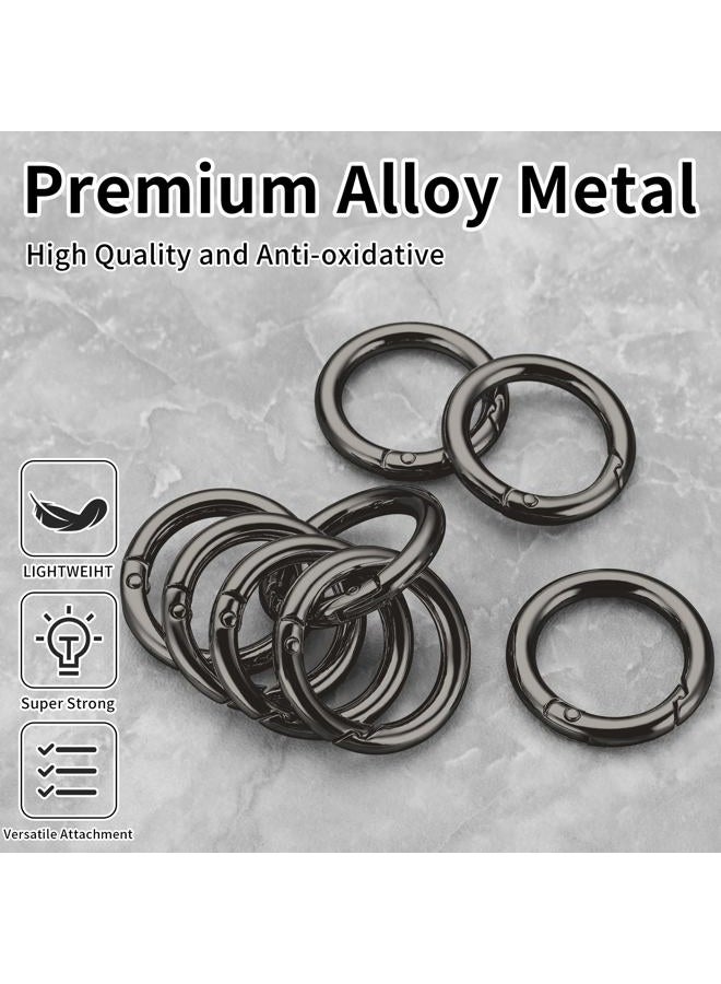 Gkeygo 8 Pack Key Rings, 1 Inch Spring O Rings Metal Keychain, Round Carabiner Clip Snap for Keyrings Buckle, Bags, Purses, Replacement Key Chain Rings for Crafts-Black - Image 2