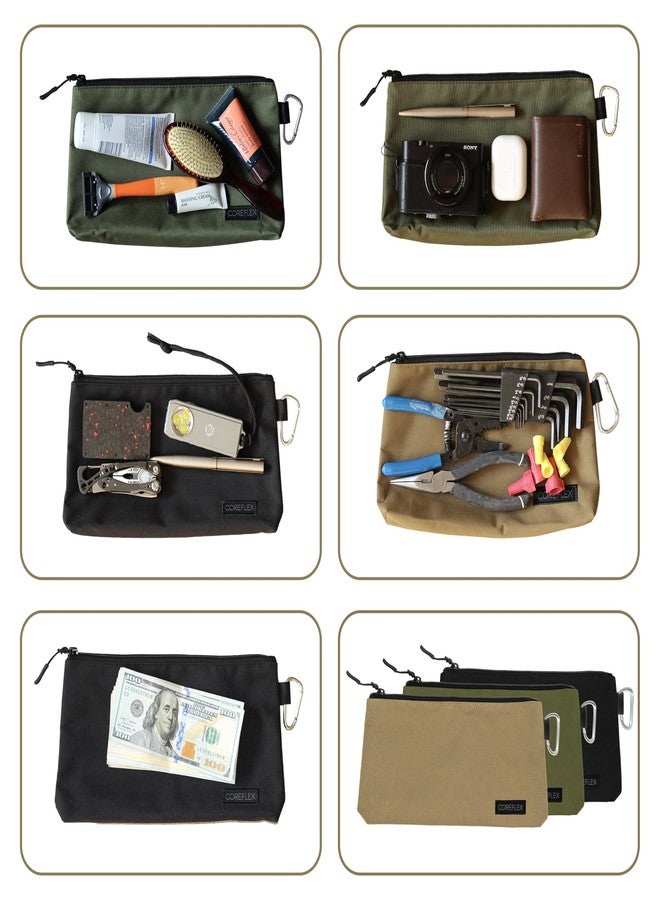 COREFLEX 3 Pack Premium Tool Pouch Zipper Bag Medium size with internal pockets, 10inch Tool Bag, Multipurpose Storage pouch, Flat Bottom with YKK Zipper for Cosmetics, Stationary, Pencil case - Image 4