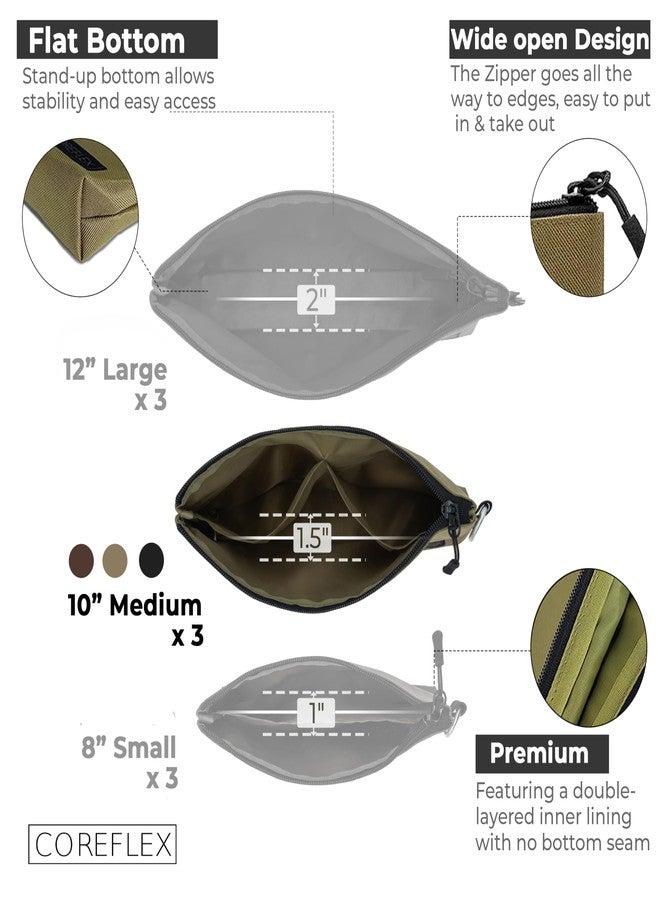 COREFLEX 3 Pack Premium Tool Pouch Zipper Bag Medium size with internal pockets, 10inch Tool Bag, Multipurpose Storage pouch, Flat Bottom with YKK Zipper for Cosmetics, Stationary, Pencil case - Image 3