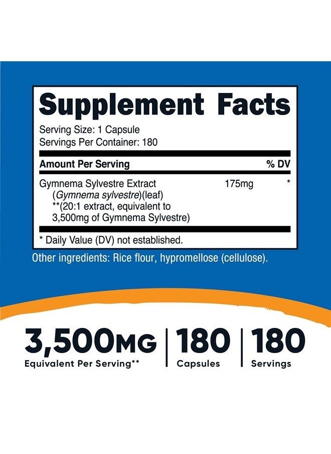 Nutricost - Gymnema Sylvestre (20:1 Extract) 175mg, 180 Capsules - Non-GMO, Gluten Free, and Vegetarian Friendly - Image 1
