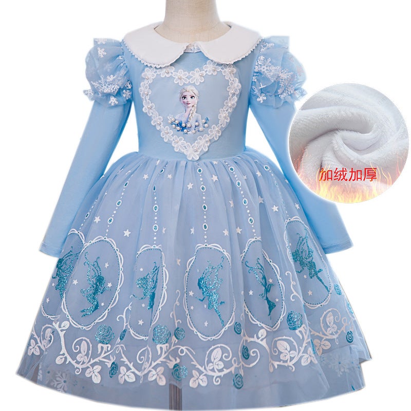 2023 Summer New Frozen Princess Aisha Dress Aisha Dress Short Sleeve Summer Love Yarn Dress - Image 1