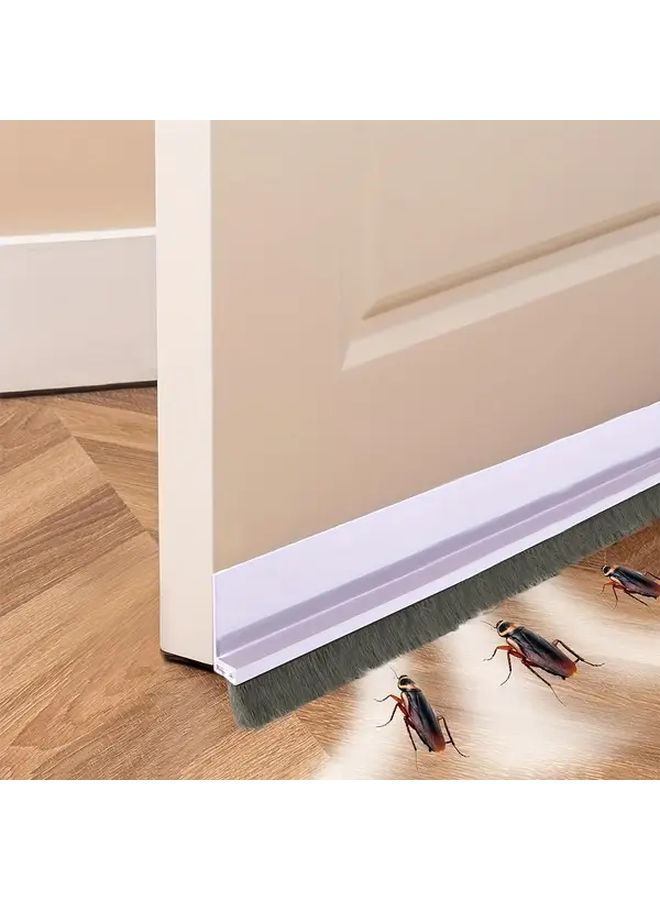Black 1 57 Inch Wide Silica Gel Door Draft Stopper With Brush Sound Proof Seal - Image 2