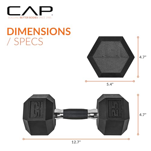 CAP Barbell Coated Dumbbell Weights with Padded Grip, Single, 25 LBS - Image 4