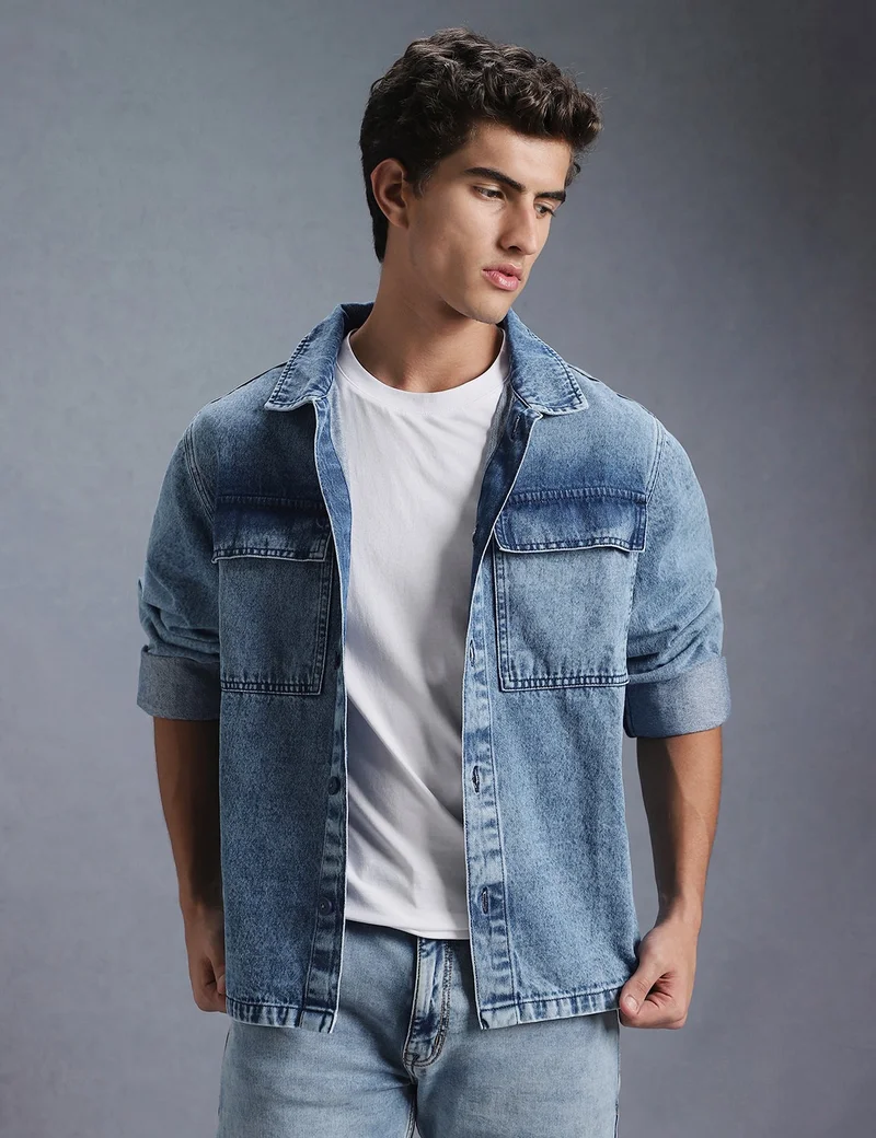 inkd Men's Full Sleeve Shacket (Jacket) - 100% Cotton | Regular Fit | Shirts for Men | Jacket for Men