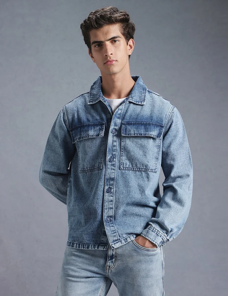 inkd Men's Full Sleeve Shacket (Jacket) - 100% Cotton | Regular Fit | Shirts for Men | Jacket for Men