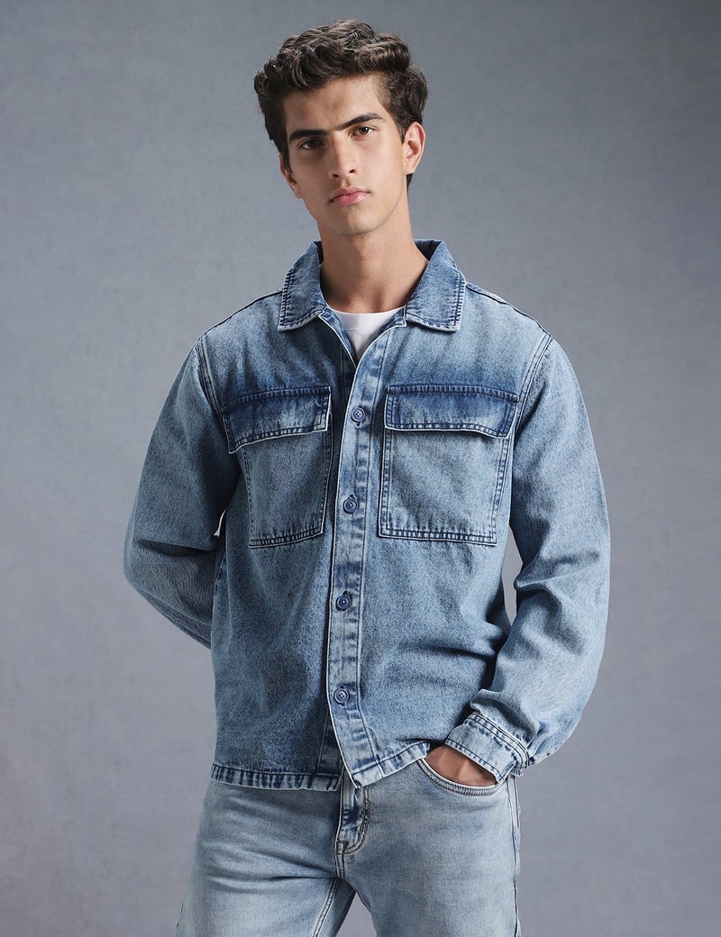 inkd Men's Full Sleeve Shacket (Jacket) - 100% Cotton | Regular Fit | Shirts for Men | Jacket for Men - Image 1