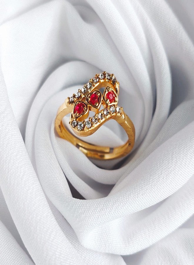 Mahi Beautiful Solitaire Crystal and Ruby Stone Adjustable Finger Ring for Girls and Women (FR1103151GRed) - Image 2