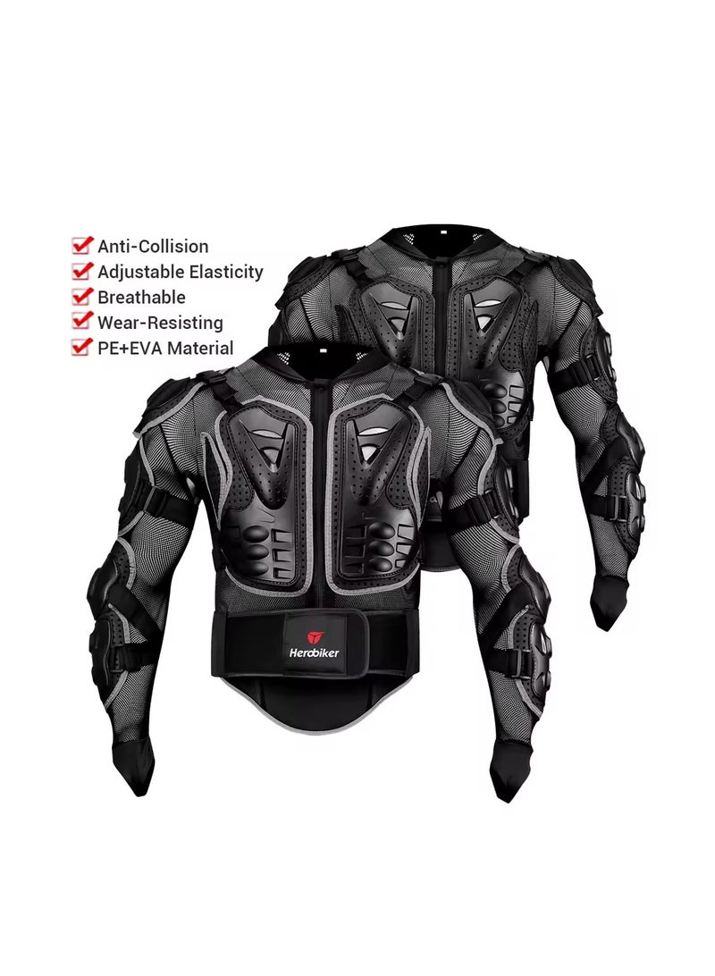 Generic New Motocross Jacket Men Armor Armour Protective Rider Gear Motorcycle Wear-Resistant Anti-Drop Bicycle Racing Protector Riding Breathable Clothing Motorbike Moto Body Protection MC101 (Black) - Image 4