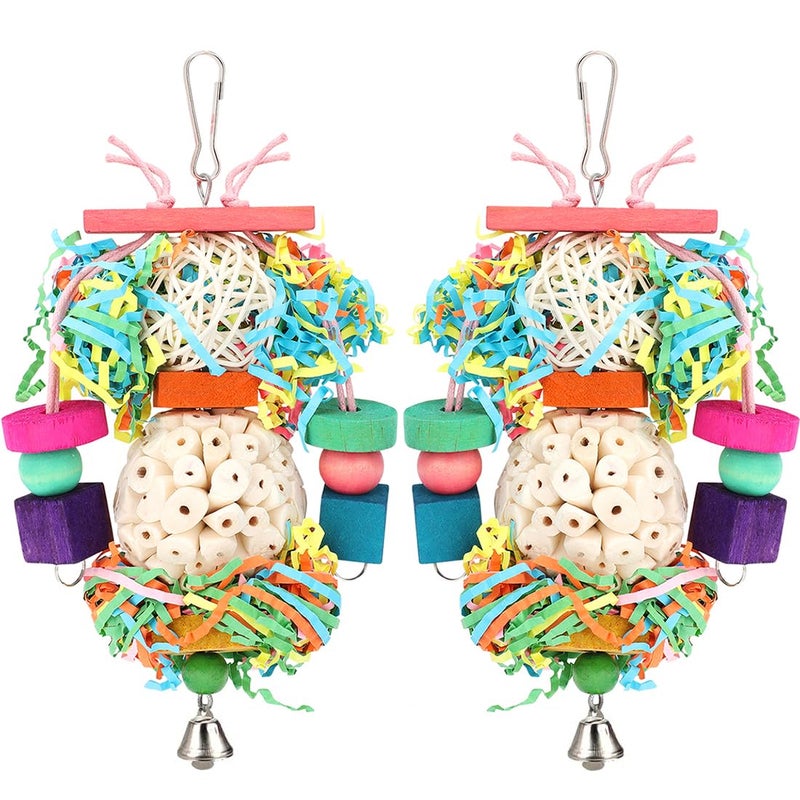 BBjinronjy Bird Toys,2PCS Hanging Natural Soft Sola Ball Beak Chew Shred Forage Toys for Parrots,Cockatiel,Conure,Love Birds,Parakeets,Budgie and Other Small Birds - Image 1