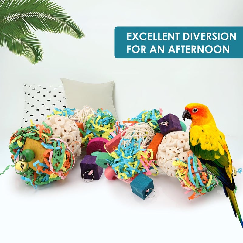 BBjinronjy Bird Toys,2PCS Hanging Natural Soft Sola Ball Beak Chew Shred Forage Toys for Parrots,Cockatiel,Conure,Love Birds,Parakeets,Budgie and Other Small Birds - Image 5