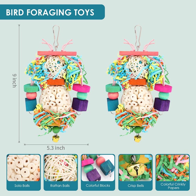 BBjinronjy Bird Toys,2PCS Hanging Natural Soft Sola Ball Beak Chew Shred Forage Toys for Parrots,Cockatiel,Conure,Love Birds,Parakeets,Budgie and Other Small Birds - Image 3