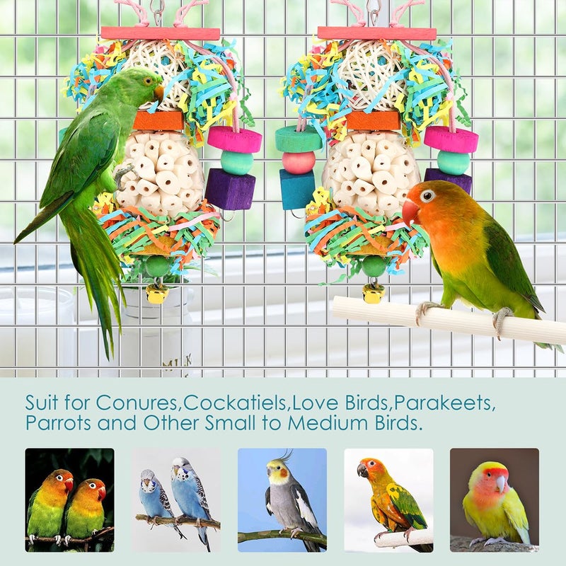 BBjinronjy Bird Toys,2PCS Hanging Natural Soft Sola Ball Beak Chew Shred Forage Toys for Parrots,Cockatiel,Conure,Love Birds,Parakeets,Budgie and Other Small Birds - Image 4