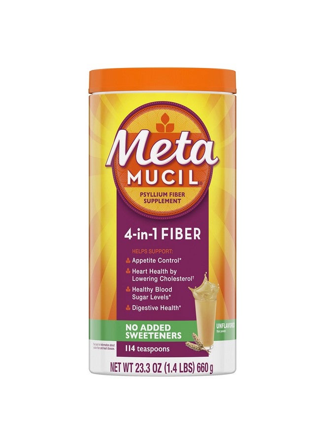 Metamucil Metamucil Fiber, 4-in-1 Psyllium Fiber Supplement, Sugar Free Powder, Unflavored Drink, 114 Servings (Packaging May Vary) - Image 1