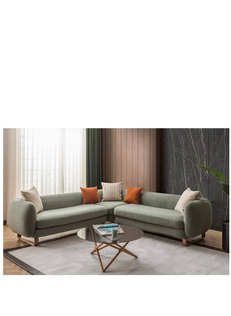 Wooden Twist - Wooden Twist Modern Stylish Left-Side L Shape 8 Seater Sofa For Lobby In Teak Finish 5+3 with 1 Chair - Image 1