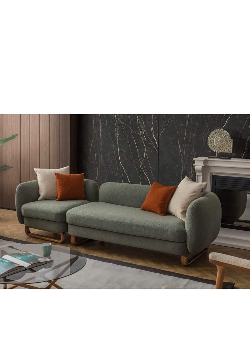 Wooden Twist - Wooden Twist Modern Stylish Left-Side L Shape 8 Seater Sofa For Lobby In Teak Finish 5+3 with 1 Chair - Image 1