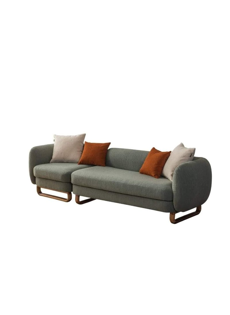 Wooden Twist - Wooden Twist Modern Stylish Left-Side L Shape 8 Seater Sofa For Lobby In Teak Finish 5+3 with 1 Chair - Image 1