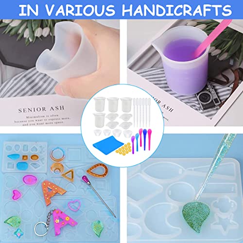 ELEPHANTBOAT® Silicone Mould Resin Measuring Cups Kit with Mixing Bowl,Stir Sticks,Spoons,Droppers,Finger Cots,Coloring Cups for DIY Resin Craft Jewelry Making 36 pcs - Image 3
