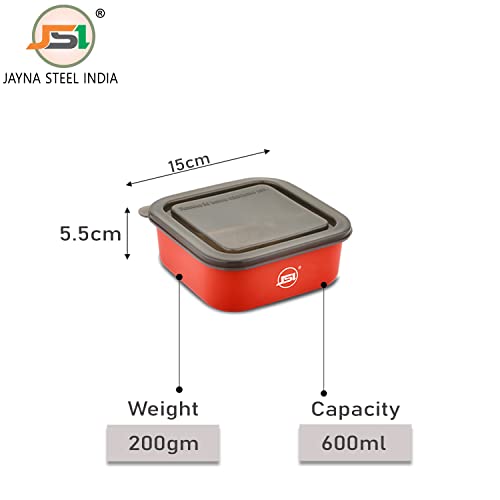 JSI Stainless Steel Fridge Storage Containers with Airtight Lids - Pack of 3 Pcs, 600 ML - Microwave Safe Lunch Box Containers for Office Home Kitchen - 100% Food Safe - Image 3