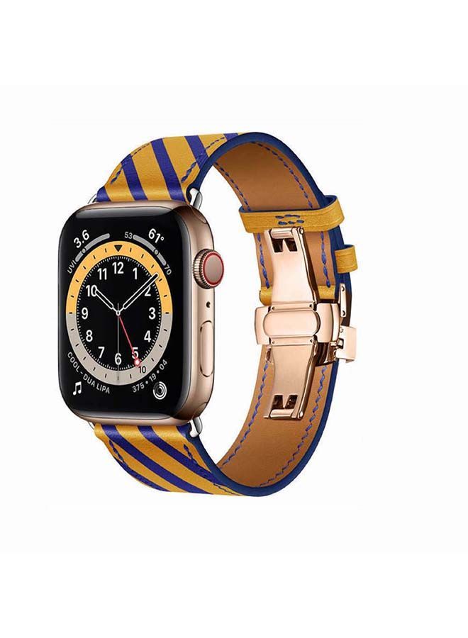 NIBEMINENT Replacement Band For Apple Watch Series 6/SE/5/4/3/2/1 Yellow Blue - Image 2
