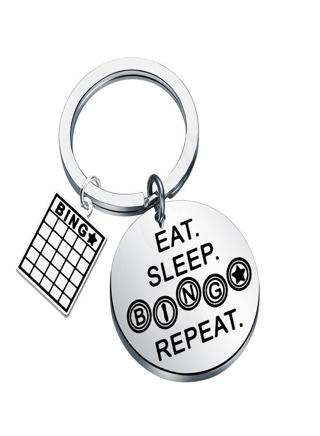 ميوسبارك هدية بينغو مضحكة من MYOSPARK، هدية لمحبي البينغو، سلسلة مفاتيح بينغو للأكل والنوم، هدايا بينغو للاعبي البينغو (BINGO REPEAT KC) - Image 1