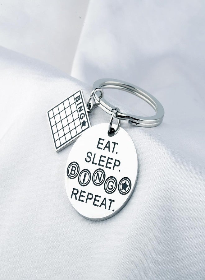 ميوسبارك هدية بينغو مضحكة من MYOSPARK، هدية لمحبي البينغو، سلسلة مفاتيح بينغو للأكل والنوم، هدايا بينغو للاعبي البينغو (BINGO REPEAT KC) - Image 2