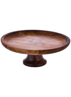 Generic Wooden Round Cake Platter with Base - 25cm  - Image 1