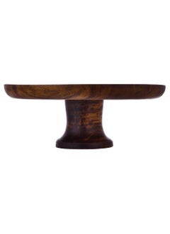 Generic Wooden Round Cake Platter with Base - 25cm  - Image 2