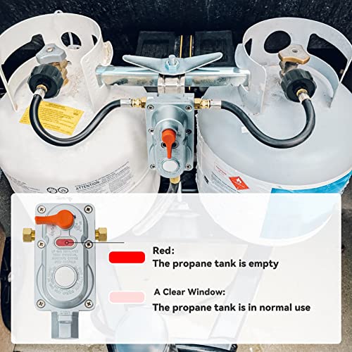 Skyflame RV Propane Regulator for Dual Tanks, 2 Stage Auto Changeover LP Regulator with 2PCS 12 Inch Pigtails for RV Trailers Camper, Vans/Trailers Primary Cylinder - Image 3