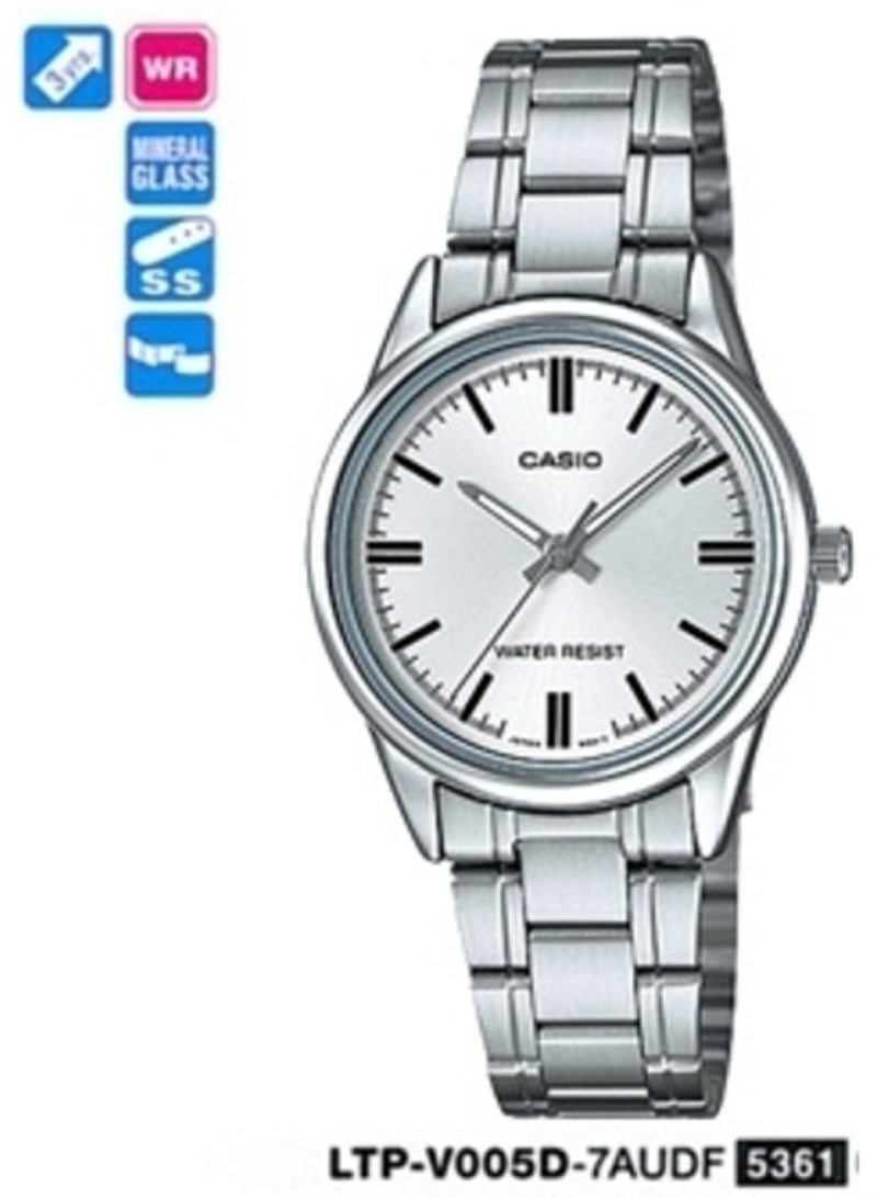 كاسيو ساعة كاسيو للنساء LTP-V005D-7AUDF مينا رمادية وسوار فضي - Image 1