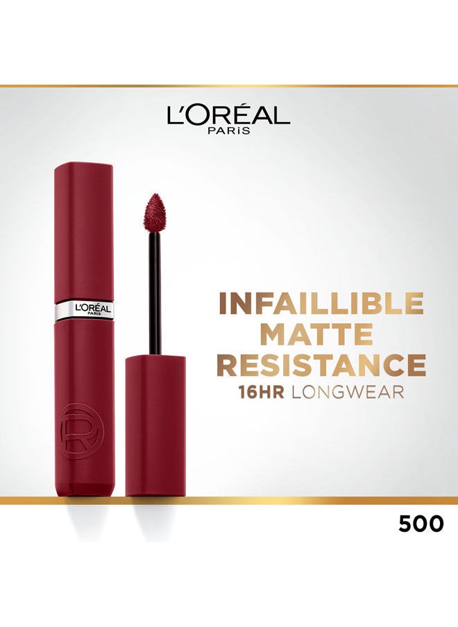 L'OREAL PARIS - Infaillible Matte Resistance Liquid Lipstick With Hyaluronic Acid - 500 Wine Note? - Image 1