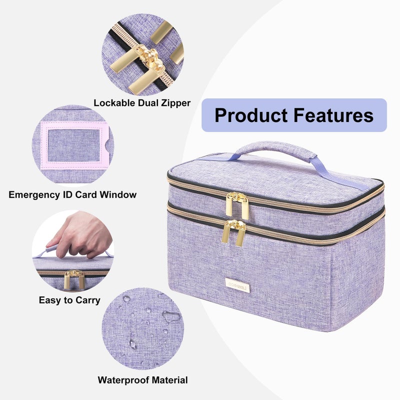Lexeeco Medicine Storage Bag Pill Bottle Organizer with Portable Small Pouch Travel Medication Bottle Organizer for Emergency Home First Aid Box Kit (Purple) - Image 4