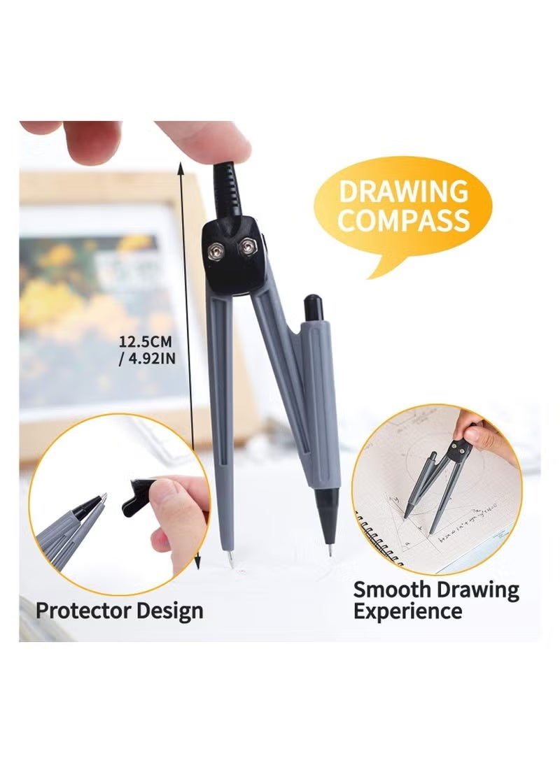 ديلي مجموعة أدوات الرياضيات من 8 قطع، مجموعات بوصلة هندسية، أدوات مكتبية للامتحان، حافظة أقلام، أدوات تعليمية للرياضيات، مجموعة بوصلة رسم ومنقلة، عبوات إعادة تعبئة لرصاص أقلام الرصاص، قلم رصاص، ممحاة، مسطرة للمدرسة - Image 3