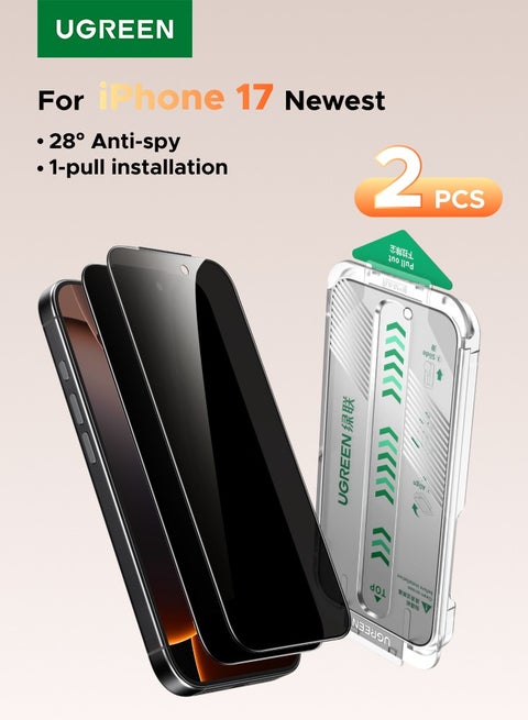 2-Pack iPhone 17 Pro Privacy Screen Protector With Auto Alignment Kit Anti-Spy, Privacy Protection, Anti-Fingerprint, Easy Installation, Shockproof Glass, No-Residue Adhesive, Smooth Touch -